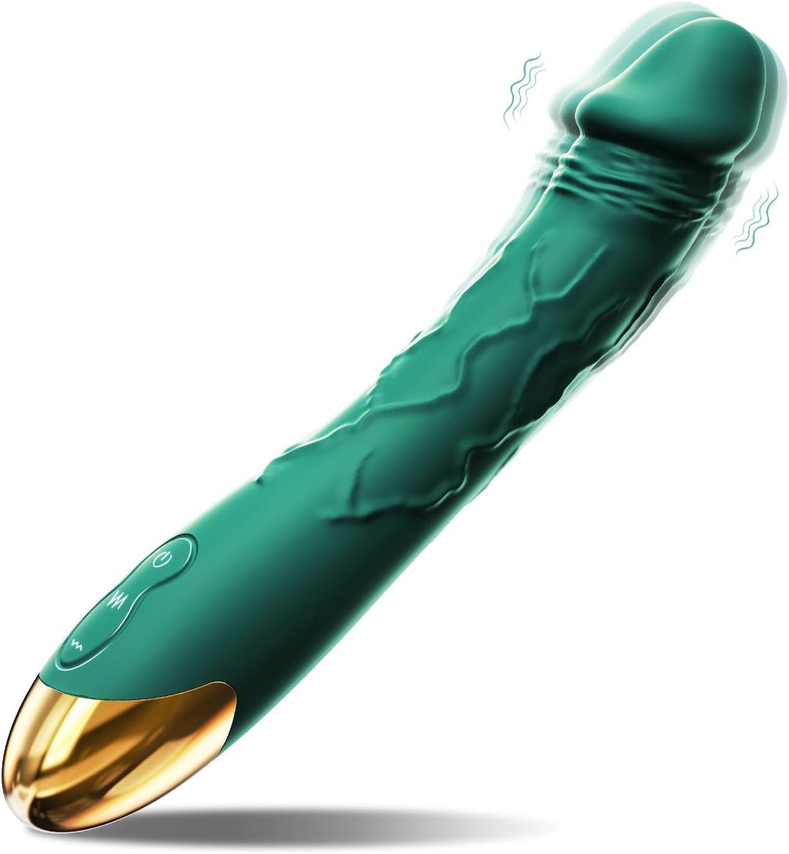 Daity 7,6 inch realistische dildo vibrator voor vrouwen – stotende G-spot stimulator en clitoris met 10 krachtige standen, waterdicht seksspeeltje voor volwassenen en koppels (Groen)