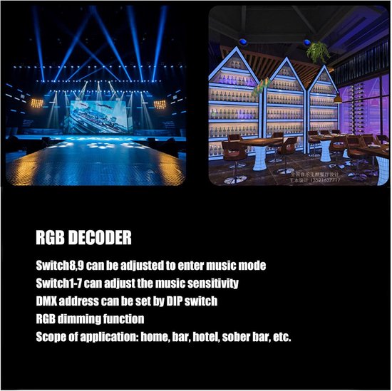 4-kanaals LED stripverlichting dimmer en DMX decoder, RGB controller ...