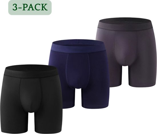 Hipperboo - Sous-vêtements en Bamboe pour hommes - Taille L - 2 paires - Sous-vêtements - Boxers de 2 - Grijs/ Wit - L / XL