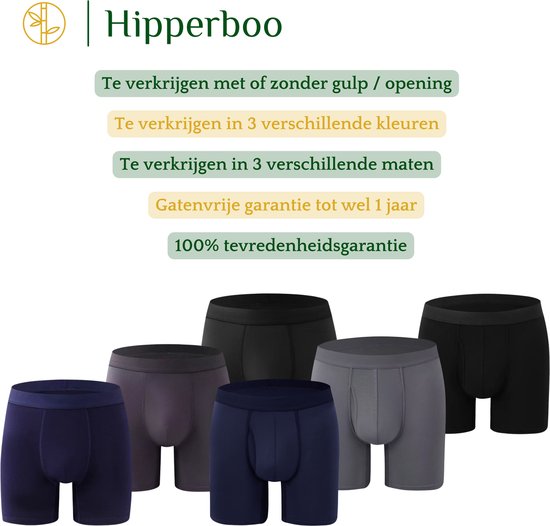 Drie paar heren boxershorts in het zwart, donkerblauw en grijs, zonder opening.