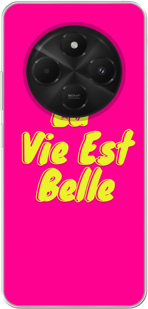 Telefoonhoesje Geschikt voor Xiaomi Geschikt voor Poco C75 hoesje - Quote - Retro - Roze - Siliconen Telefoonhoesje Telefoonhoesje