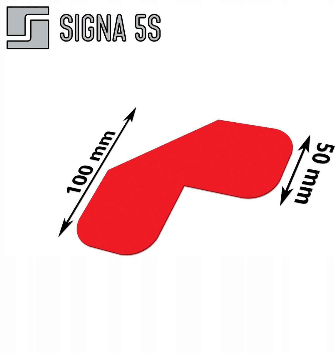 SIGNA 5S Vloermarkering L/X Vorm 100x100mm Rood