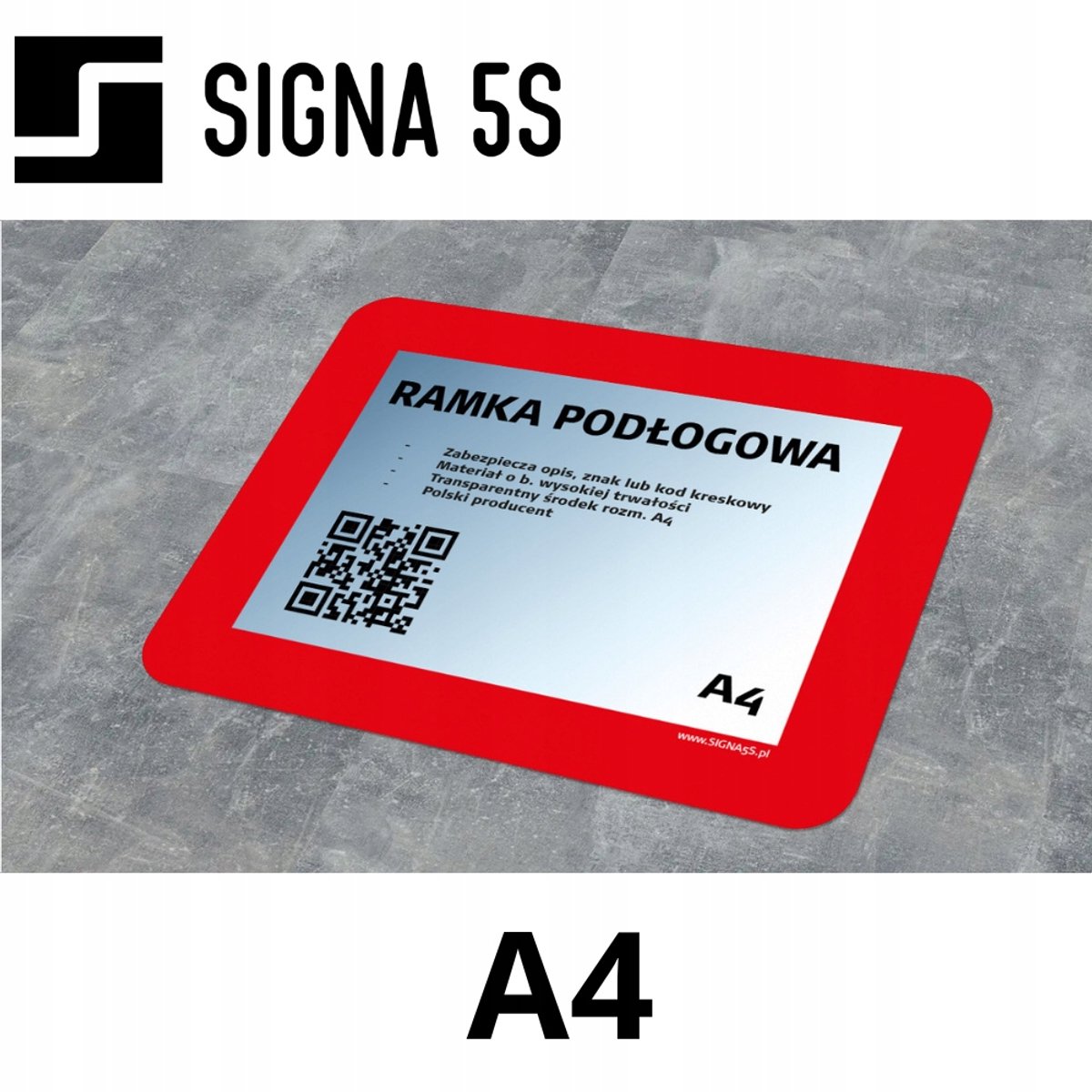 SIGNA 5S Vloerframe A4 Rood - Duurzaam Informatiepaneel