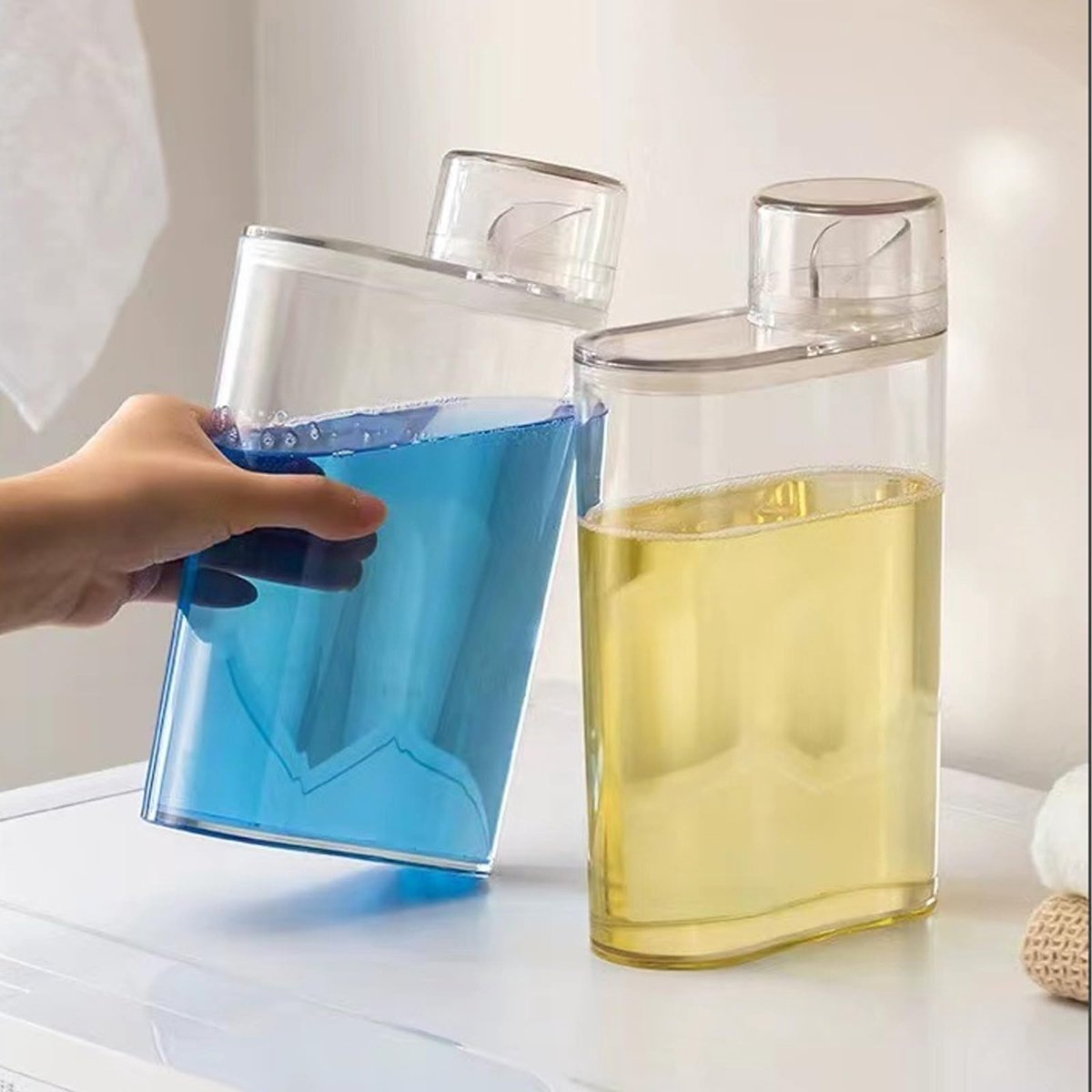 Unyqoos® Set van twee luchtdichte dispensers voor wasmiddel en voedselopslag