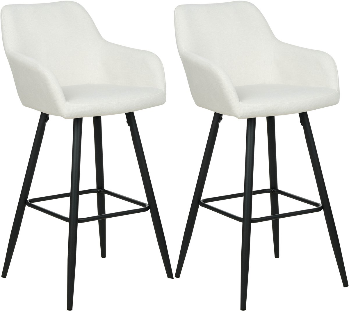 Beliani CASMALIA - Barkruk set van 2 - Gebroken wit - Fluweel