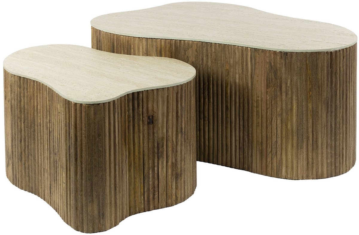 G***-M Giga Meubel Salontafel Nuovo - Organisch Beige/Hout - Set van 2 Zand