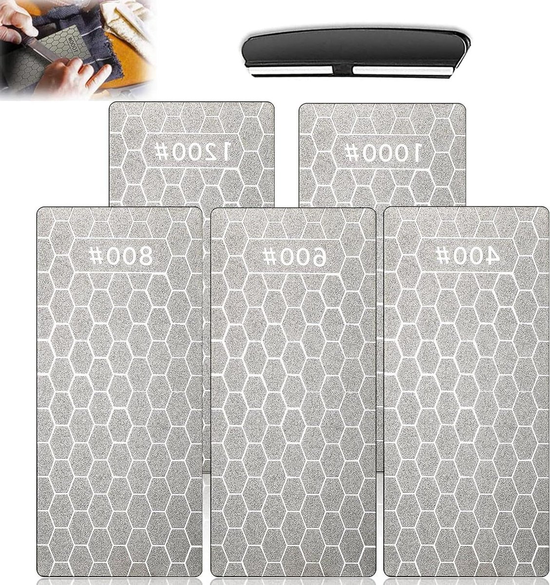 CSGoods - Diamantslijpsteen Set voor Messen | 400/600/800/1000/1200 Grit | Profesionele Messenslijper voor Keuken en Buiten