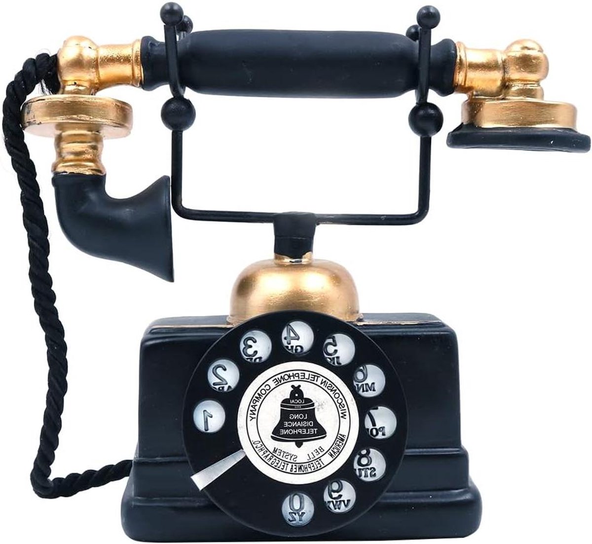 CSGoods - Antieke telefoon met roterende wijzerplaat voor decoratie in café, bar en woonkamer (zwart)