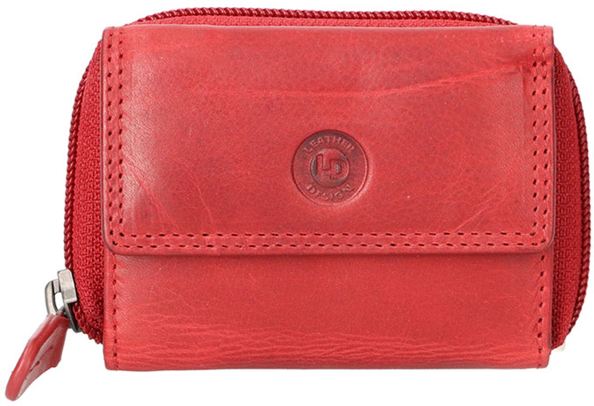 Leather Design Mini Wallet Portemonnee RFID Rood