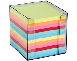 Folia memokubus 9,5x9,5x9,5 cm - Houder incl. gekleurde memoblaadjes