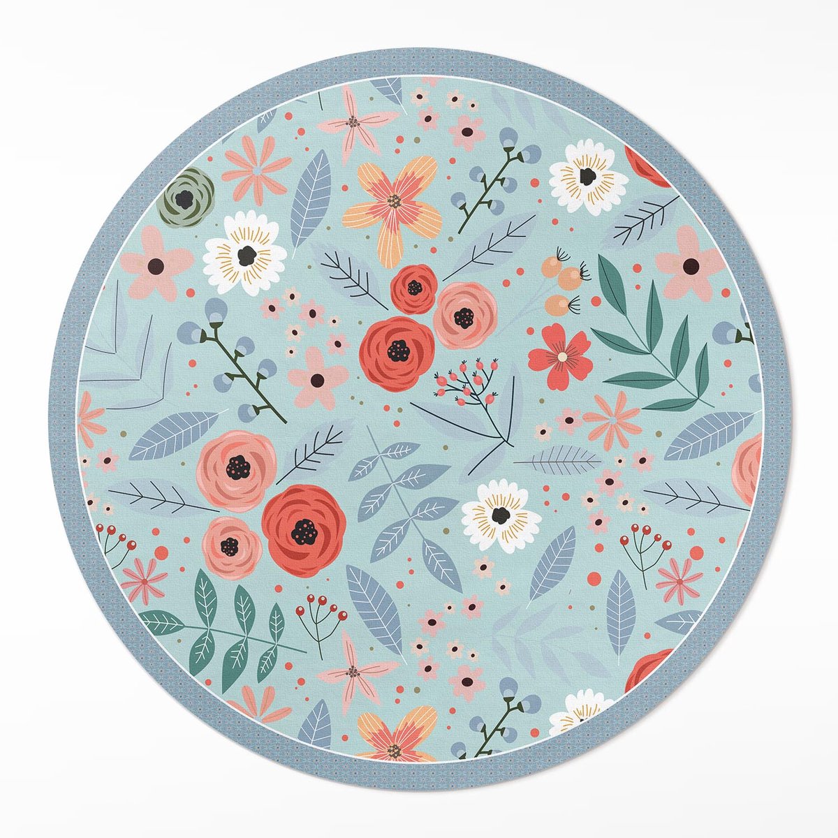 Wallfluent Vinyl Tapijt - Pastelkleurige Bloemenillustratie Vinyl Vloerkleed - 50 cm - Rechthoek Tapijt Vinyl - - Blauw Binnen Tapijt - Slaapkamertapijt - Keukentapijt