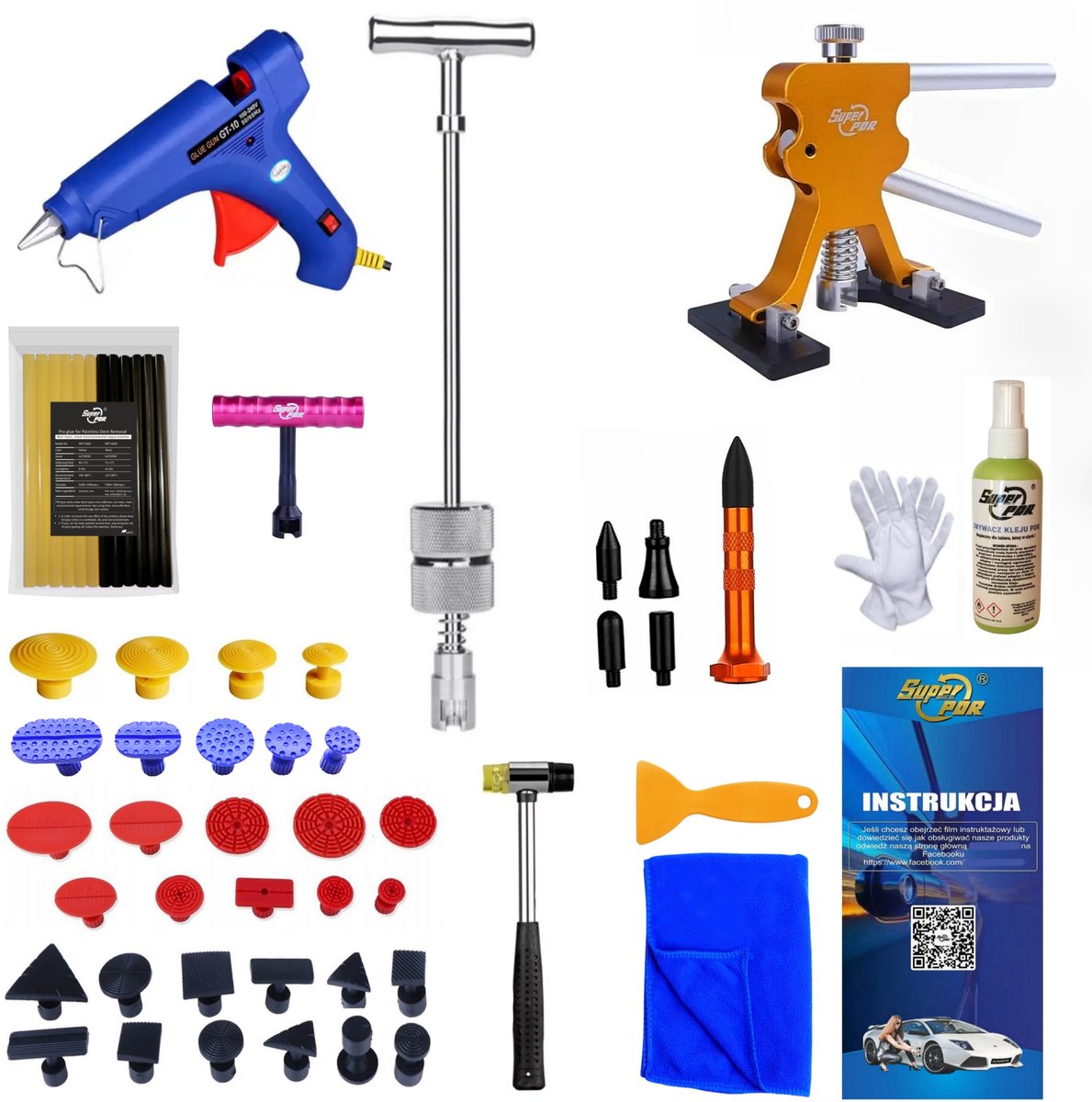 Professionele PDR set: trekker, lijmpistool & slaghamer