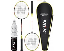 Badmintonset: 2 rackets, 3 shuttles, tas - Nils