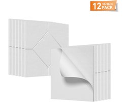 UISEBRT Ruitvormige Akoestische Panelen - Zelfklevende Wandbekleding (Wit, 12 Strips)