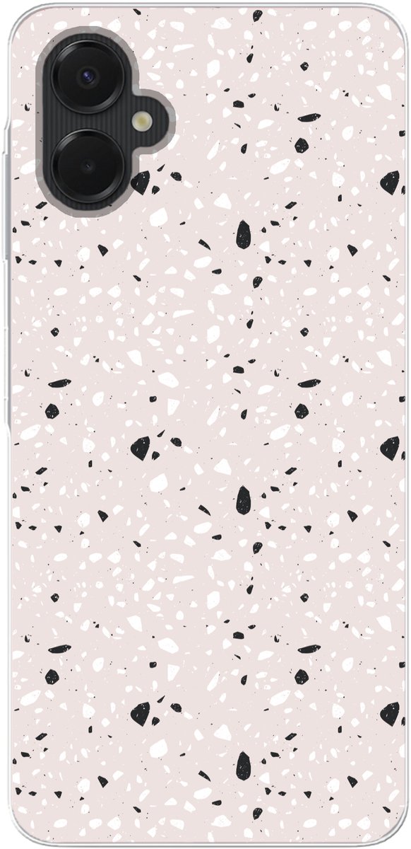 Telefoonhoesje Geschikt voor Samsung Galaxy A06 5G hoesje - Terrazzo - Patroon - Zacht - Zwart - Wit - Siliconen Telefoonhoesje Telefoonhoesje