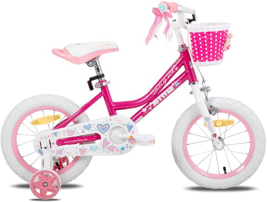 JOYSTAR Angel Meisjesfiets - Verschillende Maten 16 Inch - Met Zijwieltjes - Handrem - Inclusief Mandje - Fuchsia van JOYSTAR — afbeelding 2