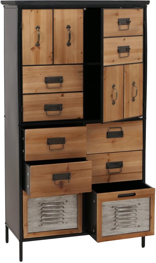 Armoire à pharmacie MCW-O80, armoire haute avec tiroirs, style shabby vintage 136x73x35cm, naturel