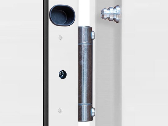 Porte pleine acier H.207 x L.100 cm anthracite - Pousser à droite - AGUEDA L 95 cm x H 203,5 cm x P 9 cm