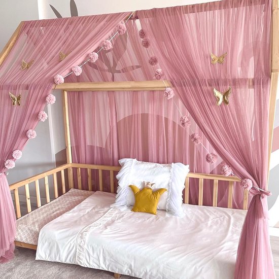 Huisbed Hemel met Gouden Vlinders voor Kinderkamer - Bedhemel en Bedgordijn voor Meisjes — afbeelding 2
