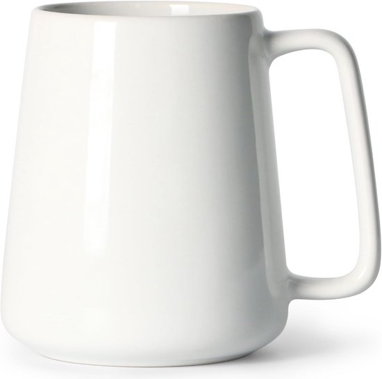 20 OZ grote koffiemok, Smilatte M016 gewone keramische baasbeker met handvat voor papa mannen, wit