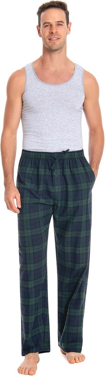 Comfortabele Flanellen Pyjama Broeken voor Heren - 100% Katoen, Met Zakken