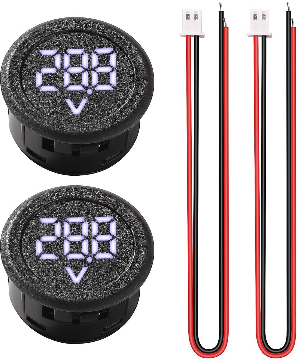 2Pcs DC LED Digitale Voltmeter 5V-100V – Ronde 2-draad Voltmonitort
