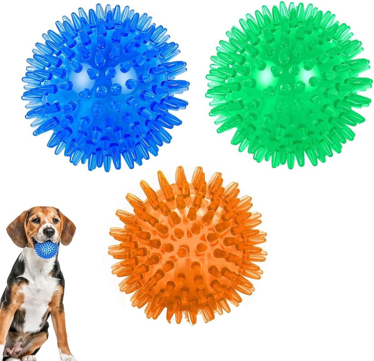 Squeaky Dog Toys – Chew Toys voor Honden – Spike – Puppy Gooi Speelgoed – Geschikt voor Kleine en Middelgrote Honden om te Kauwen – 3 Stukken