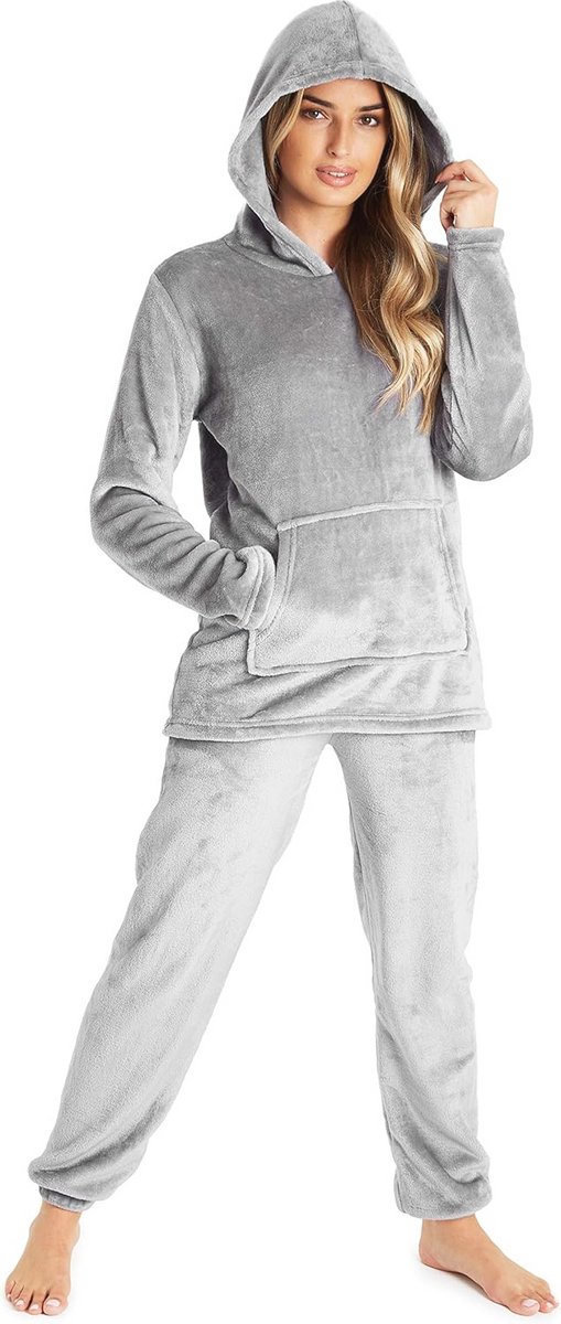 Fleece Damespyjama met Capuchon - Gezellige Loungewear Set voor Dames en Tieners
