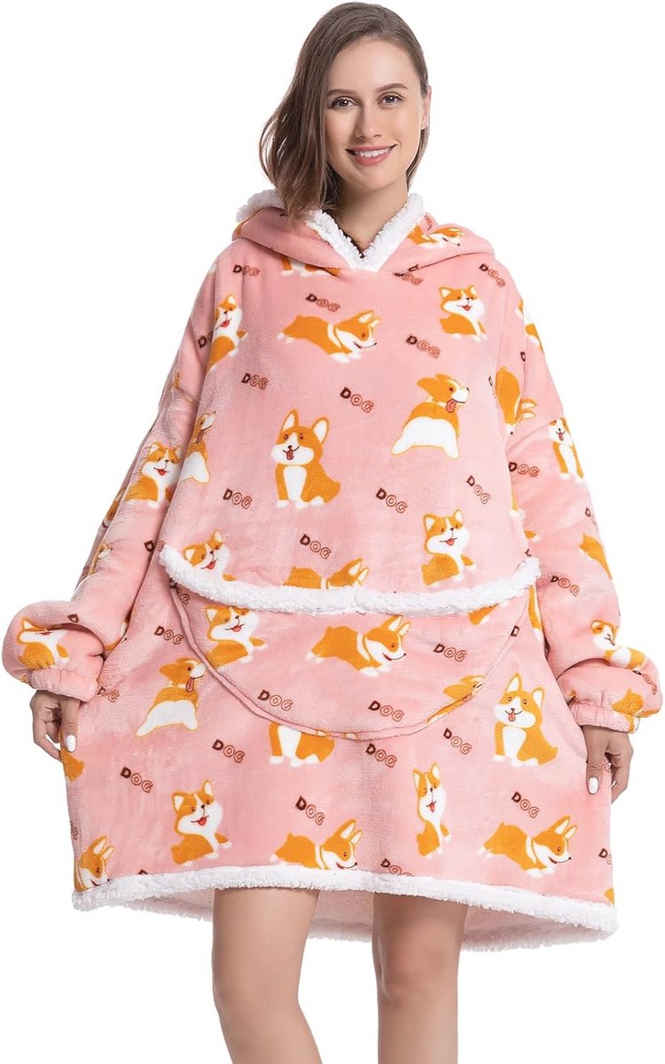 Oversized Deken Hoodie voor Volwassenen - Pluizige Sherpa Fleece, Super Warm en Gezellig met Capuchon