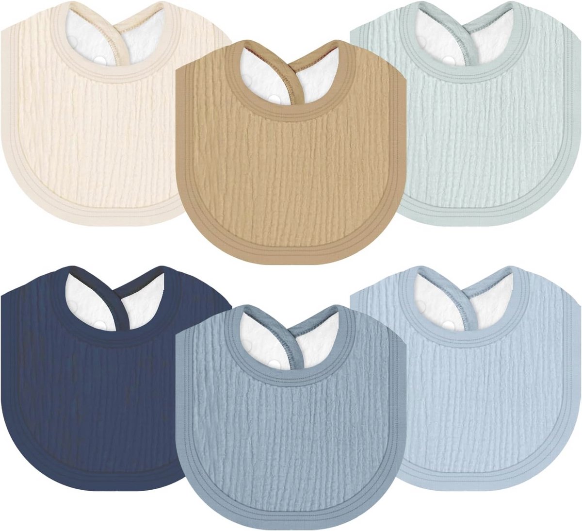 Mousseline Slabbetjes 6 Stuks - Verstelbare Katoenen Kwijlen Slabbetjes voor Baby's, Meerkleurig, One Size