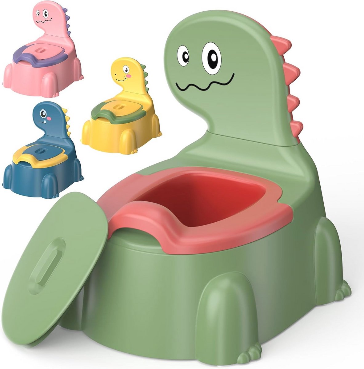 Dino Potty Training Stoel voor Peuters - Draagbare Toilet voor Kinderen met Spatbescherming