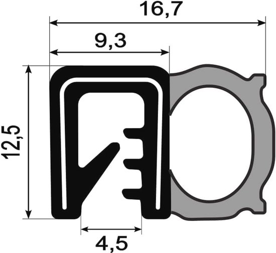 afdichtprofiel PVC/EPDM, klembereik 1,0-3,5 mm – I.P. Sluitsystemen