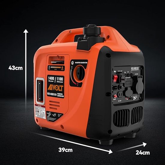 Powerstation- Essentieel Noodpakket: Stille 1400W Inverter Benzine Generator | Betrouwbare Noodstroom AC 230V/DC 12V/USB | Compact & Zuinig | Perfect voor Stroomuitval & Outdoor