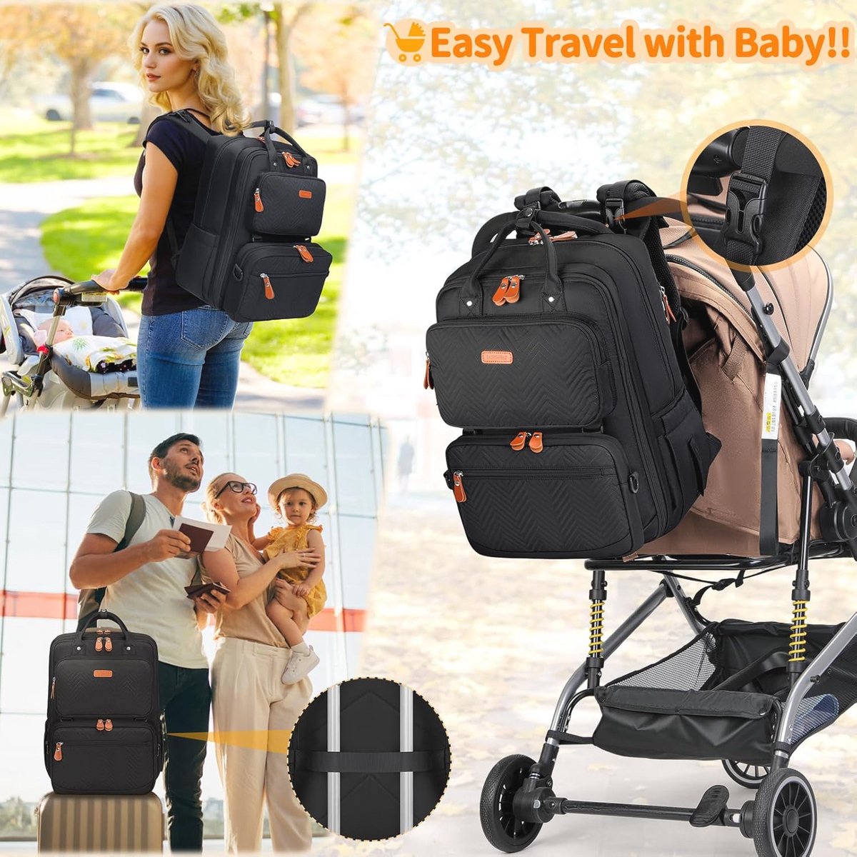 Waterdichte Baby Luiertas Rugzak met Verschoningsmatje - Multifunctionele Babytas voor Ouders – foto 2