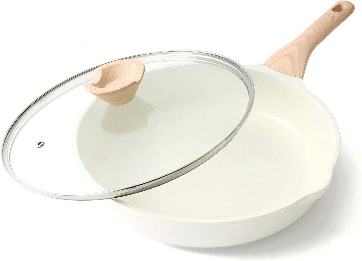 32cm Inductie Keramische Koekenpan met Deksel - Gezond, Antikleef en Vrij van PFOA en PFAS