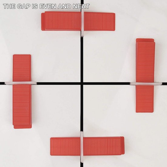 HEQUN Tegelnivelleringssysteem 1,5 mm, voegbreedte, tegelleghulp, nivelleringsysteem, 400 treklipjes, 100 wiggen en tangen voor voegtegelhoogte 3-12 mm