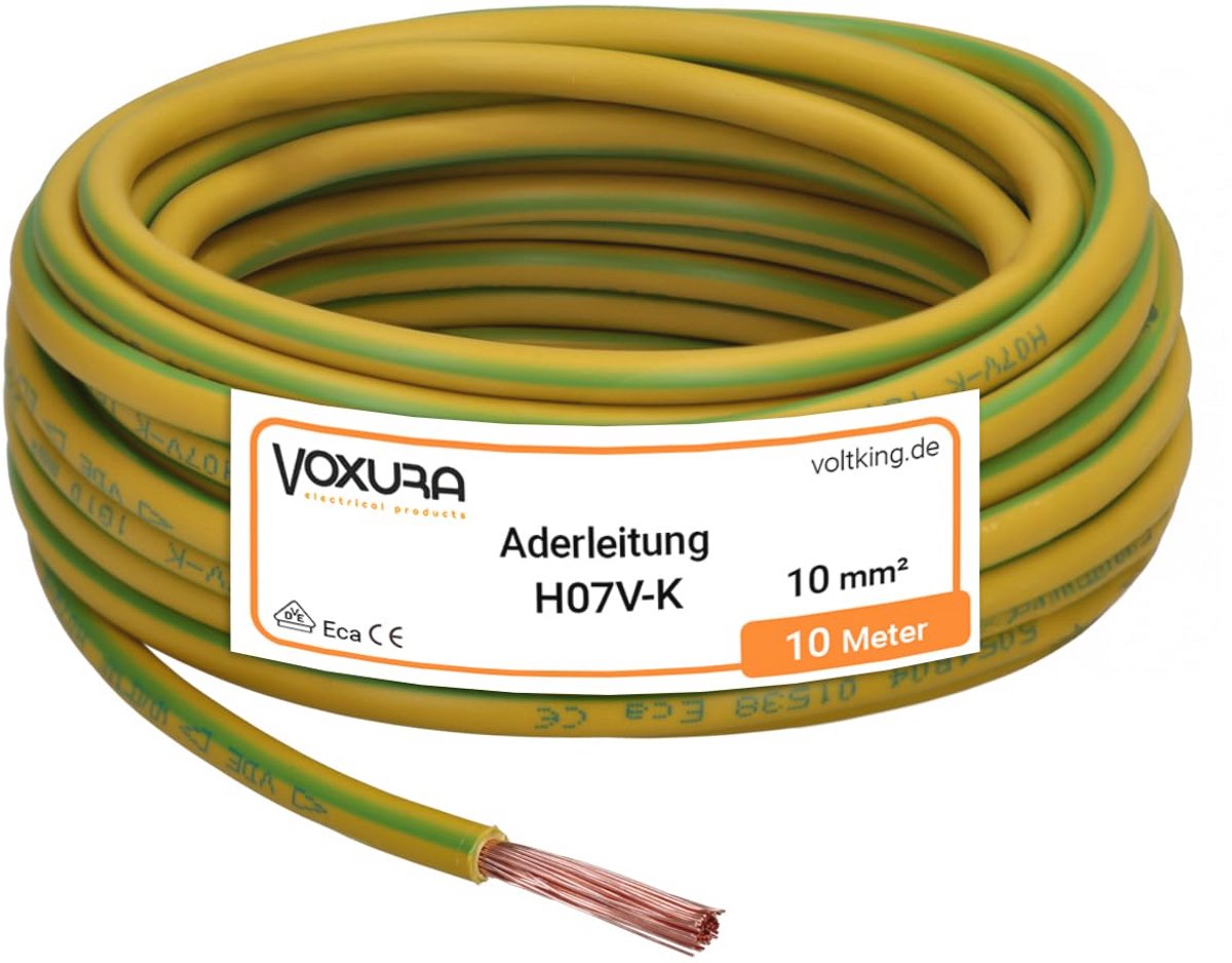 Flexibele bedradingsleiding 10 mm² groen-geel - 10 meter PVC