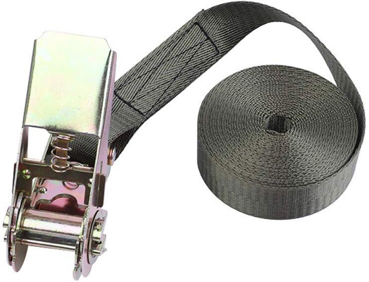 E-Ambar - Sjorband met metalen gesp en ratel, 10 meter, Heavy Duty, 846kg, 6 kleuren