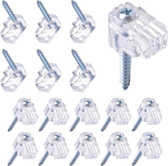 E-Ambar - Glazen borgclips kit voor glazen kastdeuren - 24 stuks