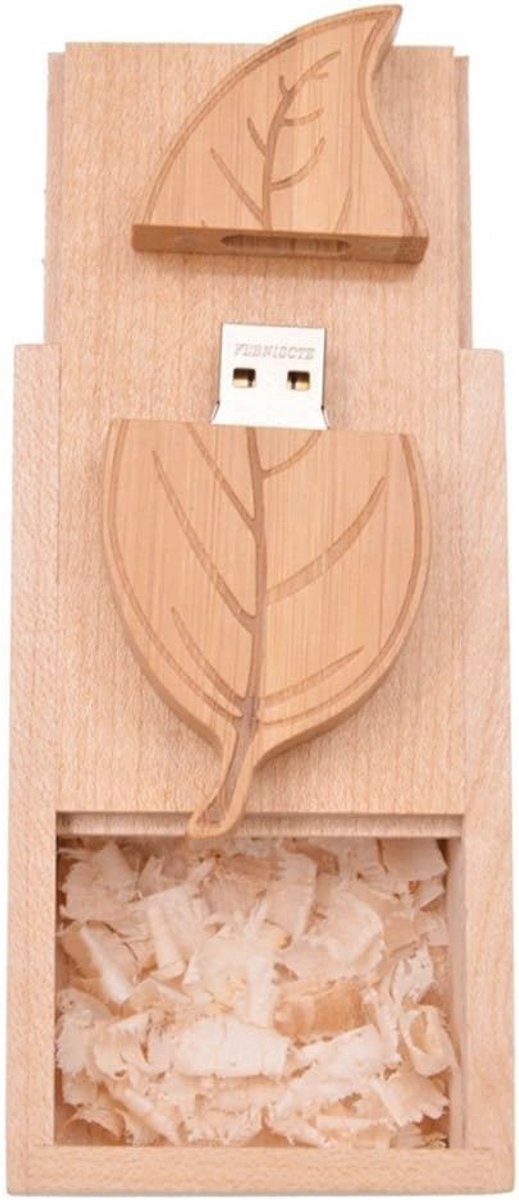 Houten Blad USB Stick 16GB - Creatieve Geheugenopslag en Gegevensoverdracht