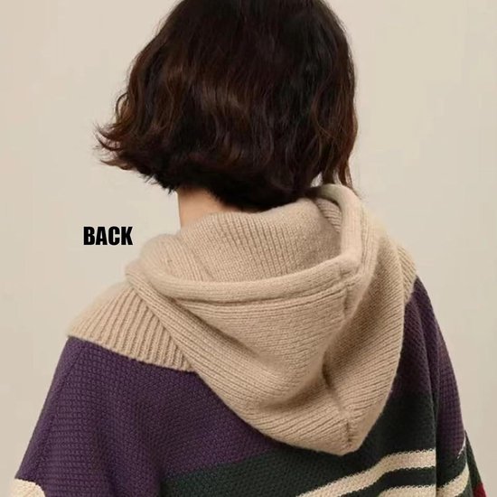 Facecozy Winterhoeden voor dames, warme sjaal met capuchon voor dames, gebreide bivakmuts, camel, één maat