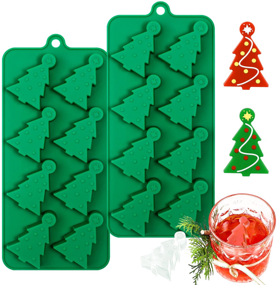 Unyqoos® Siliconen bakvormen in kerstboomvorm voor ijs, chocolade en meer