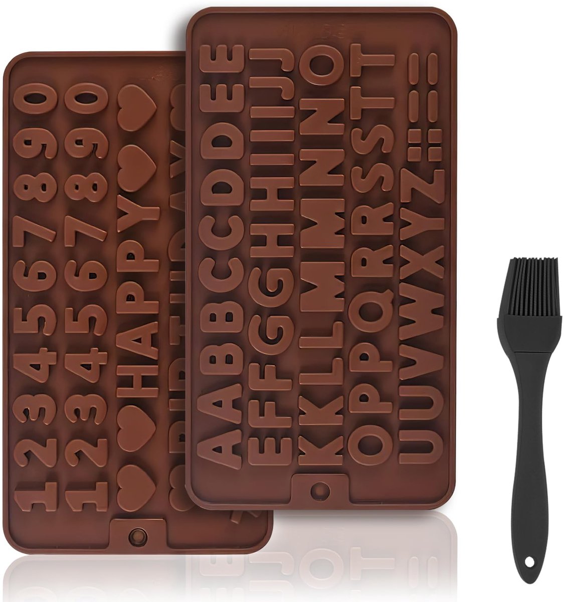 Unyqoos® Set van siliconen chocoladevormen met bakkwast voor creatieve traktaties