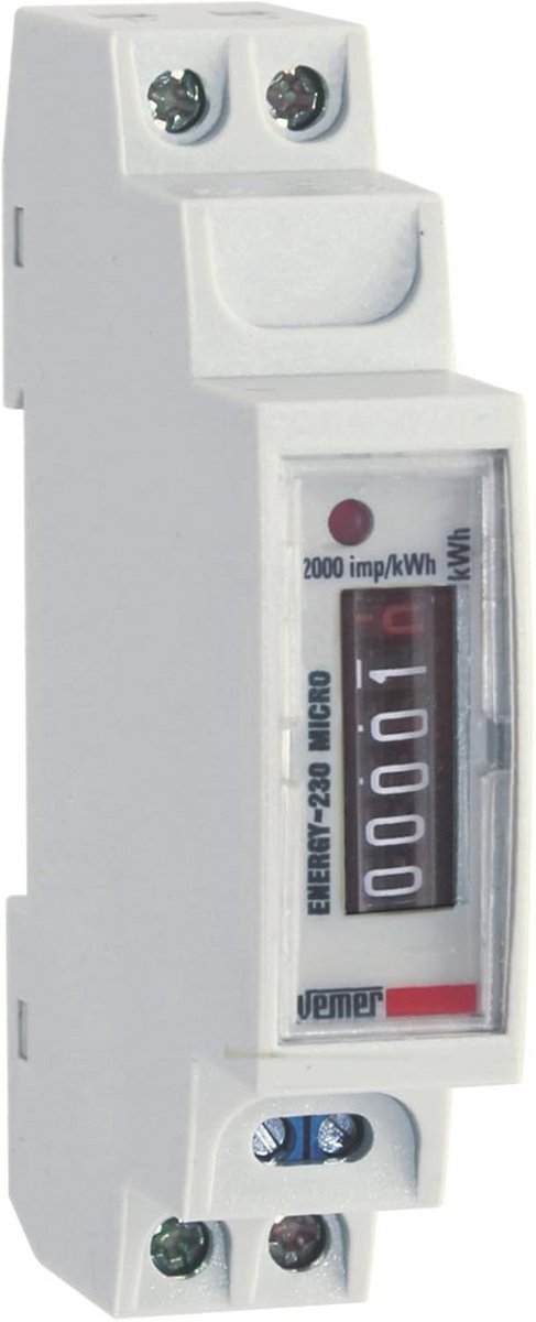Micro energiemeter voor monofase 230V installaties - Actieve energie weergave