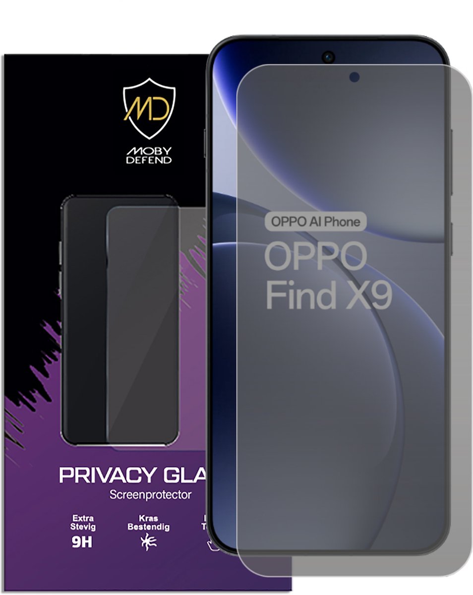 MobyDefend Screenprotector - Geschikt voor Oppo Find X9 - Matte Privacy Glass Screensaver