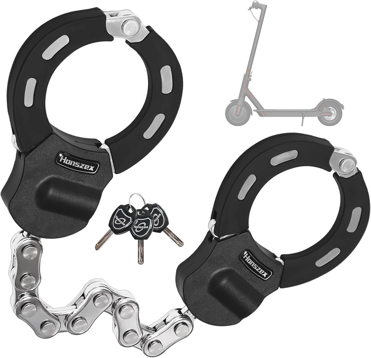 E-scooter slot met hoge beveiliging en waterdichte tas - 23,62 inch handboeien slot