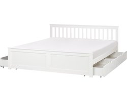 BELIANI OLENDON - Bed met 4 lades - Wit - 180 x 200 cm - Dennenhout