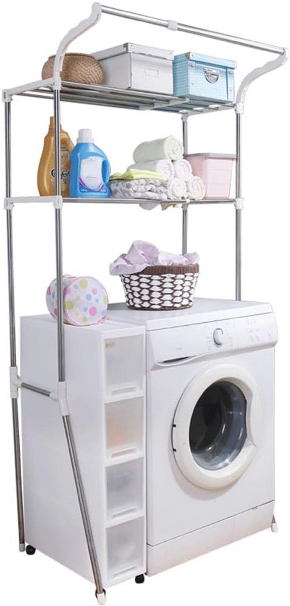 Ruimtebesparende opbergrek voor boven wasmachine verstelbare organizer voor badkamer en toilet