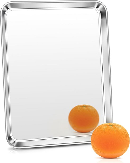 HaWare Set Di 3 Teglie Da Forno Piccole In Acciaio Inox 18/0 | 26,5x20,5x2,5 Cm | Lavabili In Lavastoviglie, Finitura A Specchio | Sane E Atossiche Per Cucinare E Servire - 2