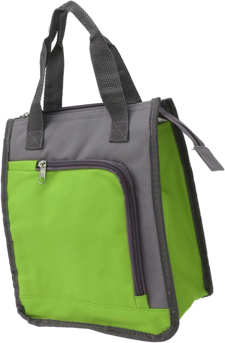 Geïsoleerde koeltas met verbrede handgreep voor werk, reizen en wandelen - herbruikbare boodschappentas voor maaltijden - groen.